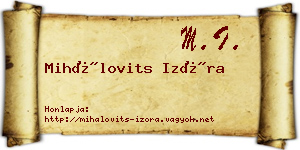 Mihálovits Izóra névjegykártya